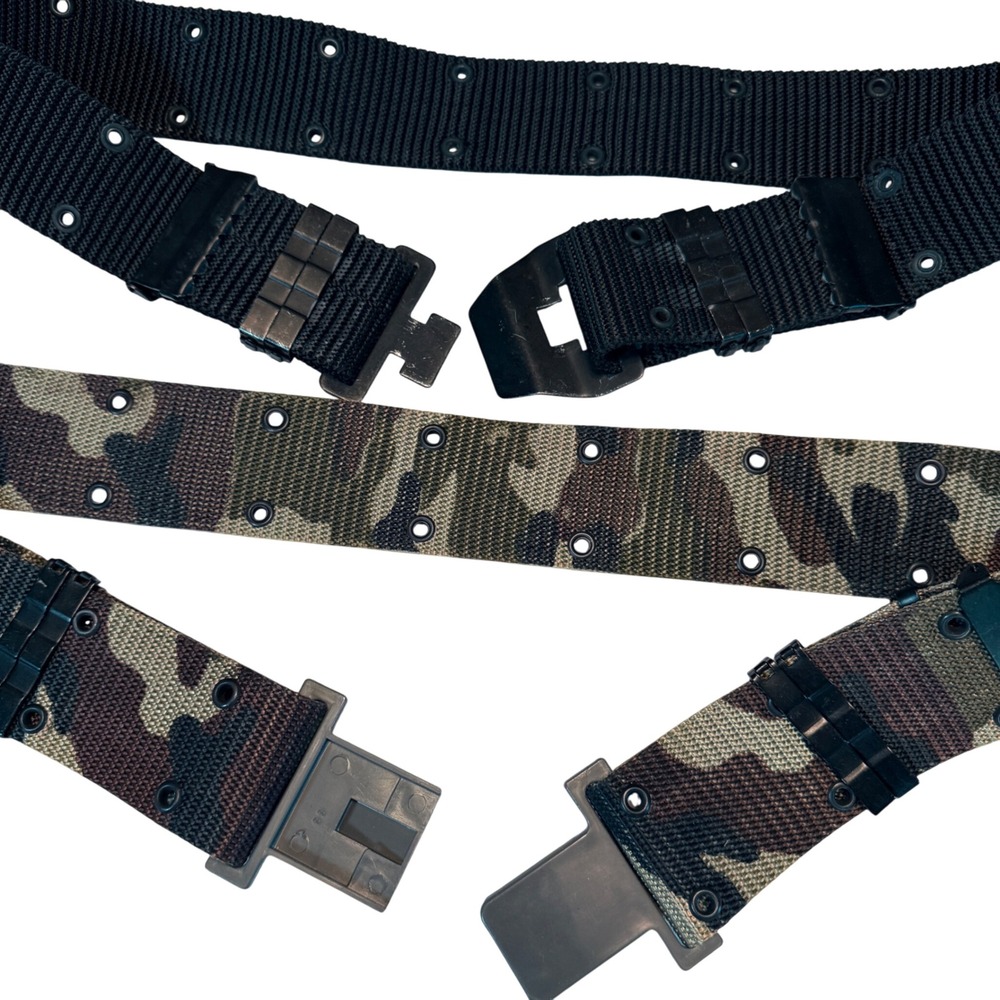 Men's Military Style Webbed Belt with Quick Release Buckle Camo‎ Black